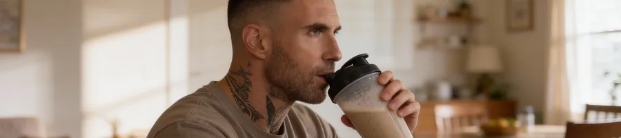 Adam taking his protein supplement