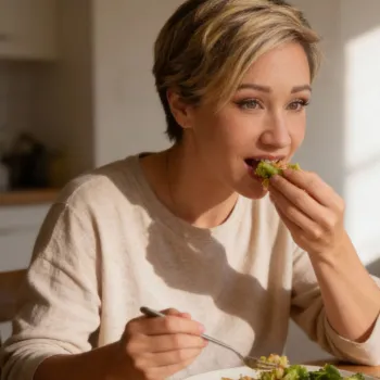 Jamie eating healthy meal