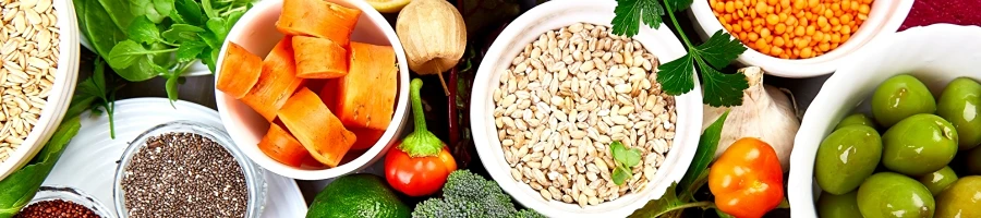 A top view of whole and organic foods