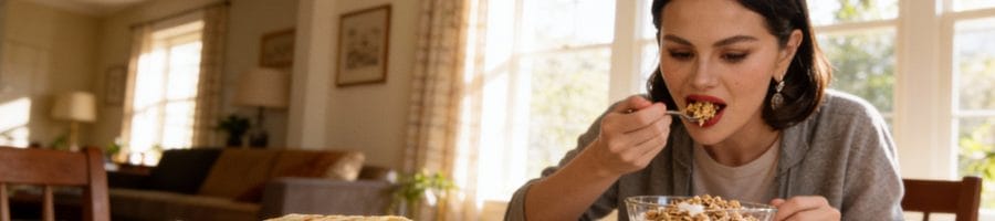 Selena Gomez eating breakfast