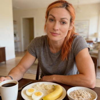 Becky Lynch eating lunch