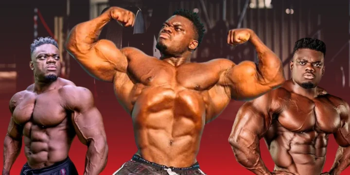 Blessing Awodibu collage in the gym