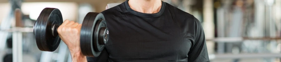 Working out with a dumbbell