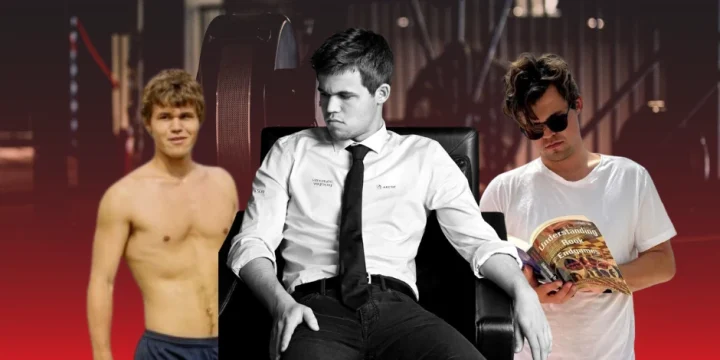Magnus Carlsen collage in the gym