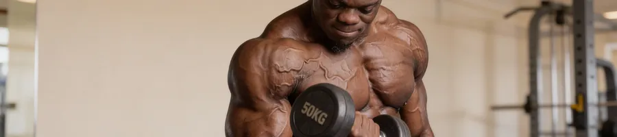 Blessing doing a bicep curl