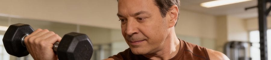 Jimmy Fallon doing a bicep curl