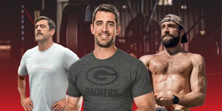 Aaron Rodgers collage in a gym