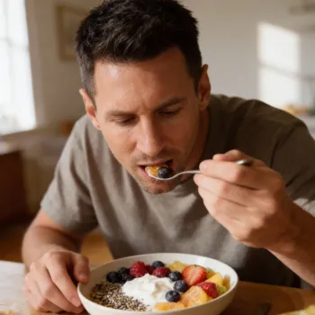 Lionel Messi having meal.