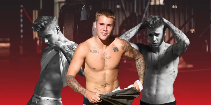 Justin Bieber collage in the gym