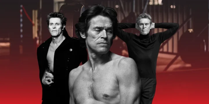 Willem Dafoe collage in a gym
