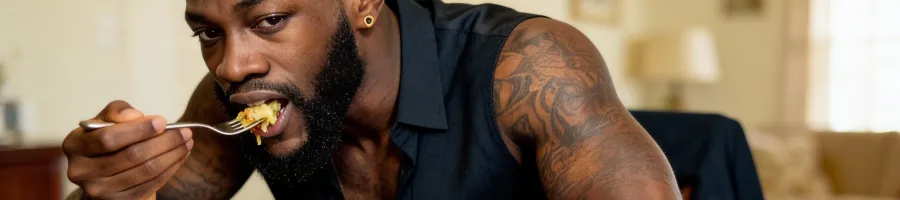 Wilder eating a healthy meal for lunch