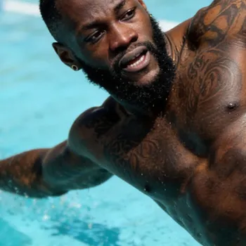 Wilder taking a swim on a pool