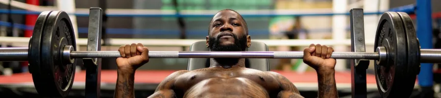 Wilder doing a bench press in the gym